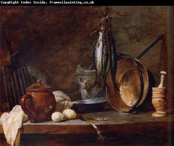 Jean Baptiste Simeon Chardin Lean food with cook utensils